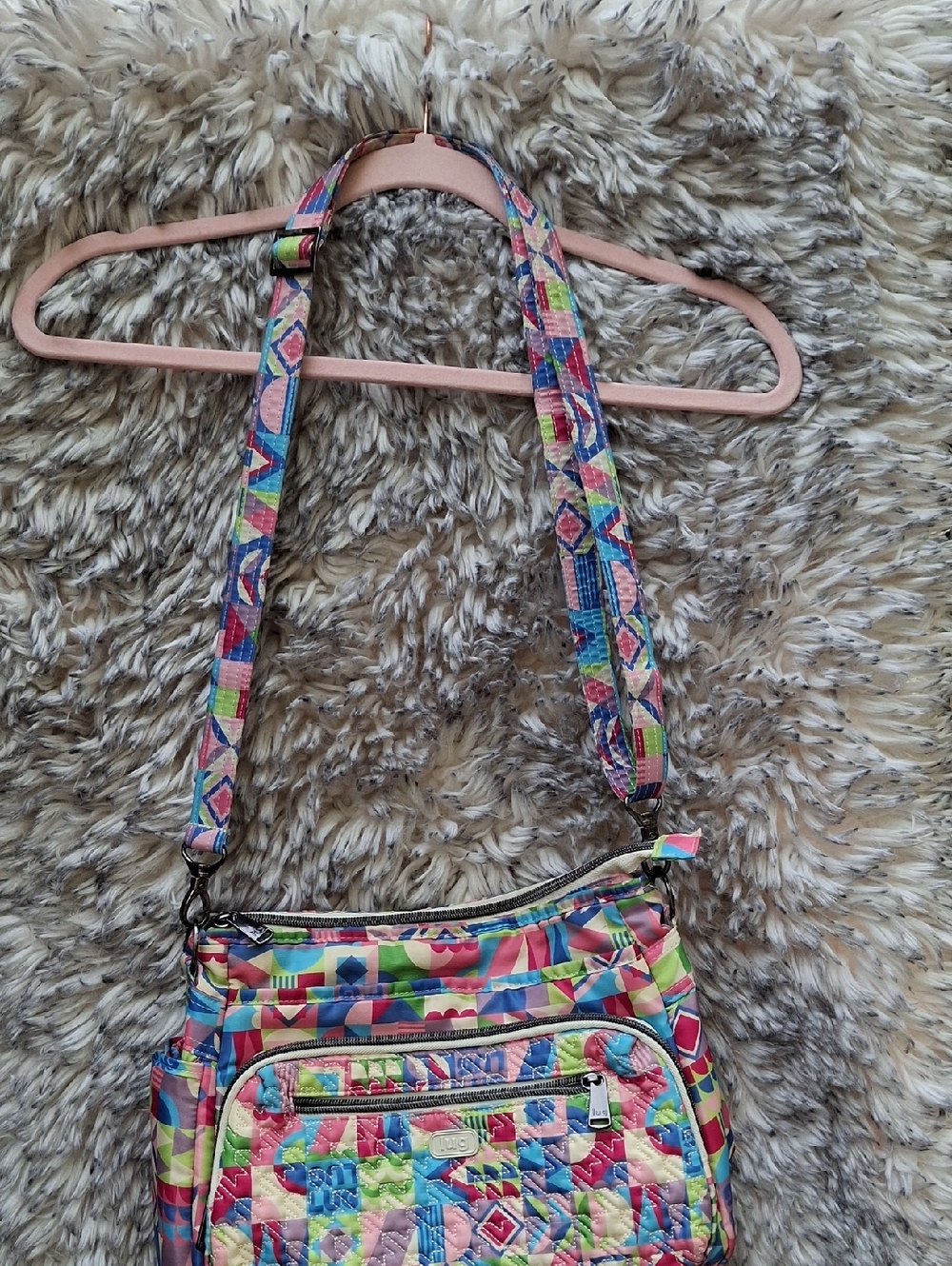lug Multicolor Quilted Crossbody Bag with Bright Pattern